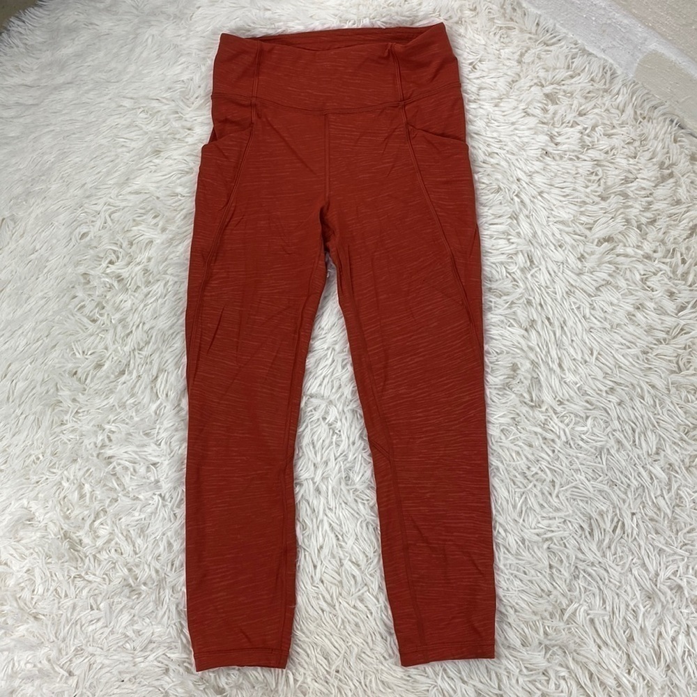 Lululemon Time To Sweat Crop *23" Stride Emboss Cayenne